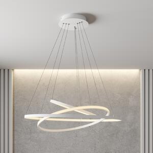 Lucande LED-visoka svetilka Ezana, bela, kovina, Ø 80 cm, zatemnjen, Bela, Dnevna soba / jedilnica, Kovina, Sodobni