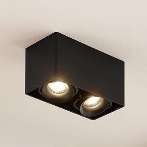 Arcchio Kubika Downlight, 19 cm, črna, 2 luči, kovina, zatemnjen, Črna, Hodnik, Kovina, Sodobni