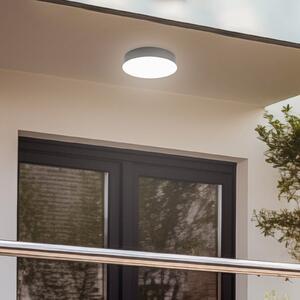Lindby LED zunanje stropno svetilo Lahja, antracit, senzor, IP65, Črna, Plastika, Sodobni