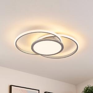 Lucande LED stropna svetilka Senne, 63 cm, srebrna, aluminij, zatemnjen, Siva, Kuhinja, Kovina, Sodobni