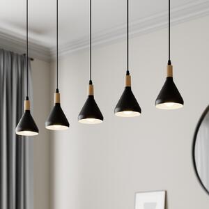 Lindby obesek Arina, 100 cm, črna, 5 luči, zatemnjen, Črna, Dnevna soba / jedilnica, Kovina, Sodobni