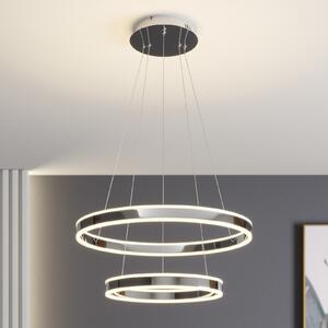 Lucande LED viseča svetilka Lyani, 60 cm, 2-svetlobna, krom, z možnostjo, zatemnjen, Kovinska, Dnevna soba / jedilnica, Kovina, Sodobni