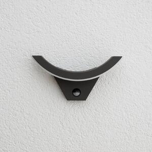 Lucande LED zunanje stensko svetilo Polovica, senzor, antracit, IP54, Črna, Aluminij, Sodobni