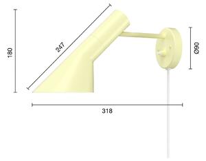 Louis Poulsen AJ oblikovalska stenska svetilka svetlo rumena