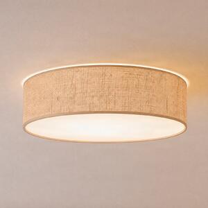 Milagro Lighting Stropna svetilka Marshall, rjava, Ø 50 cm, kovina, ratana, zatemnjen, Rjava / rjasta, Dnevna soba / jedilnica, Les, Sodobni