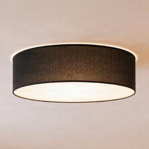 Milagro Lighting Stropna svetilka Marshall, črna, Ø 50 cm, kovina/ratan, zatemnjen, Črna, Dnevna soba / jedilnica, Les, Sodobni