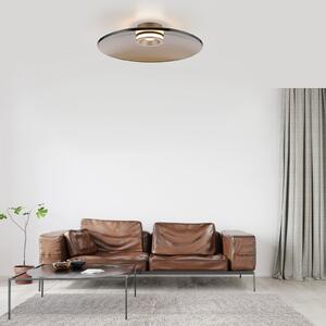 PURE LED stropna svetilka Moon, bronasta, Ø 50 cm, steklo/aluminij, zatemnjen, Bronasta / starinska medenina, Dnevna soba / jedilnica, Steklo, Sodobni
