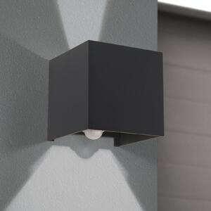 ORION Zunanja stenska svetilka LED Cube-S, antracit, kovina, senzor, Črna, Aluminij, Sodobni, Stenska vtičnica zgoraj / spodaj