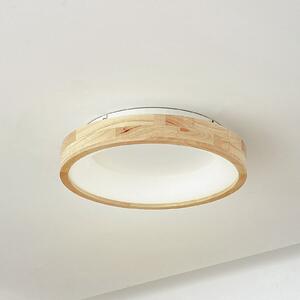 Lucande LED stropna svetilka Samvel, Ø 40 cm, les, Les, Dnevna soba / jedilnica, Les, Sodobni