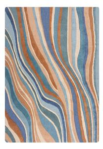 Modra ročno tkana volnena preproga 160x230 cm Abstract Flow – Flair Rugs