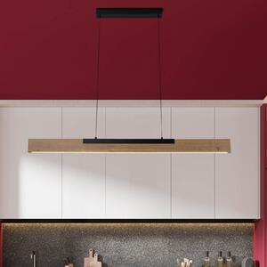 Näve Wilma LED viseča svetilka, les, dolžina 122 cm, možnost zatemnitve, zatemnjen, Les, Dnevna soba / jedilnica, Les, Sodobni