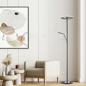 FISCHER & HONSEL Talna svetilka LED Dent, črna, 180 cm, CCT, 2 luči, zatemnjen, Črna, Dnevna soba / jedilnica, Kovina, Sodobni, Svetilka za branje