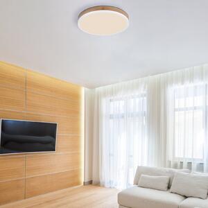 Globo LED stropna svetilka Doro Ø 45 cm les temno/bela, Les, Dnevna soba / jedilnica, Kovina, Sodobni