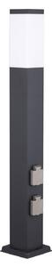 G & L Handels GmbH Stenska svetilka 400166140, višina 80 cm, V2A, antracit, 2 vtičnici, zatemnjen, Črna, Nerjaveče jeklo