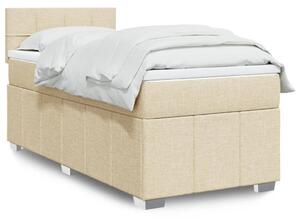 VidaXL Box spring postelja z vzmetnico krem 90x200 cm blago