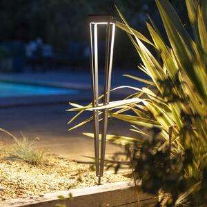 Les Jardins LED solarna svetilka Tinka, siva, 90 cm, zemeljski trn, zatemnjen, Siva, Kovina, Zunanji reflektorji / zemeljski trn
