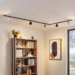 Lindby sistem tirnic Linaro, Ø 9,5 cm, 5-krilni, LED, črn, Črna, Študija / pisarna, Kovina, Sodobni