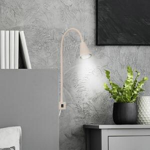 Briloner LED stenska svetilka Tuso, bež, montaža na posteljo, kovina, gibljiv ročaj, Bež, spalnica, Kovina, Sodobni