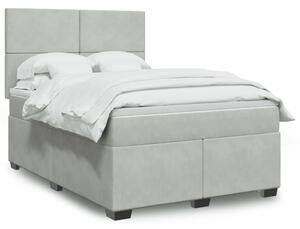 VidaXL Box spring postelja z vzmetnico svetlo siv 140x190 cm žamet