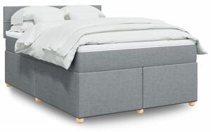 VidaXL Box spring postelja z vzmetnico svetlo siva 160x200 cm žamet