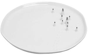 Beli porcelanasti krožnik SILVER TREES