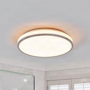 Lindby LED stropna svetilka Lyss, Ø 40 cm, krom barva, IP44, Bela, Kopalnica, Steklo, Sodobni