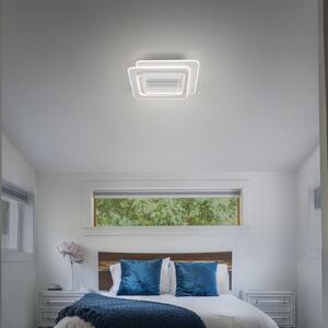 OSRAM LED stropni ventilator GRILL 55 x cm, bel, z daljinskim upravljalnikom, zatemnjen, Bela, Dnevna soba / jedilnica, Kovina, Sodobni