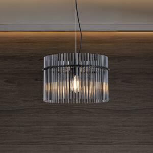 Searchlight Visoka svetilka Swizzle, črna/dimno siva, Ø 40 cm, steklo/kovina, zatemnjen, Siva, Dnevna soba / jedilnica, Steklo