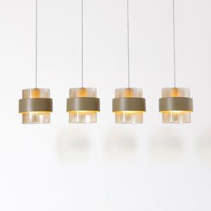 Searchlight Visoka svetilka Royal, siva/jantar, dolžina 80 cm, steklo/kovina, 4-žarilna, Kovinska, Dnevna soba / jedilnica, Kovina