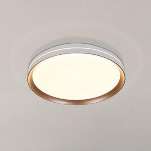 Searchlight LED-stropna svetilka Saucer, bela/svetlo rjava, Ø 39 cm, železo/akril, zatemnjen, Bela, Dnevna soba / jedilnica, Kovina, Sodobni