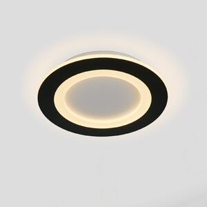 Searchlight LED-stropna svetilka Ringo, premer 39 cm, črno-bela, železo/akril, CCT, zatemnjen, Črna, Dnevna soba / jedilnica, Kovina, Sodobni