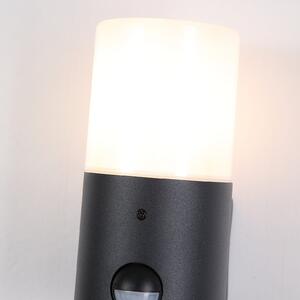 Searchlight Zunanja stenska svetilka Cannes, višina 17 cm, črno-bela, 1-žarilna, s senzorjem, Črna, Aluminij, Sodobni