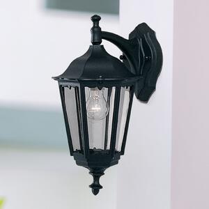 Searchlight Zunanja stenska svetilka Alex, višina 44 cm, črna/prozorna, kovina/steklo, Črna, Aluminij, Antični, Svetilka