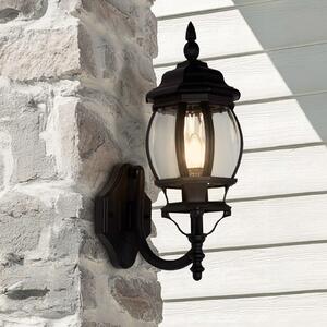 Searchlight Zunanja stenska svetilka Bel Aire, višina 46 cm, črna/prozorna, kovina/steklo, Črna, Aluminij, Antični, Svetilka