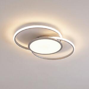 Lucande LED stropna svetilka Senne, CCT, srebrna, kovinska, zatemnjen, Kovinska, spalnica, Kovina, Sodobni
