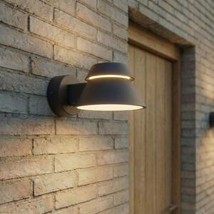 Lucande LED-stenna svetilka za zunanjo uporabo Moena, črna, kovinska, IP44, Črna, Aluminij, Sodobni