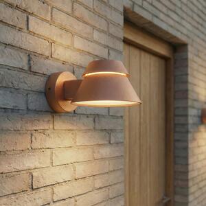 Lucande LED-stenna svetilka za zunanjo uporabo Moena, rjava, kovinska, IP44, Rjava / rjasta, Aluminij, Sodobni