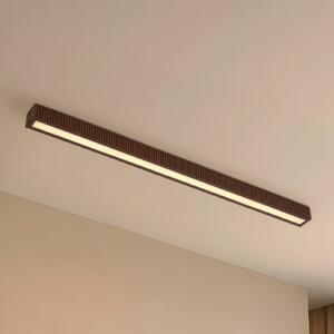Lucande LED stropna svetilka Emara, temno leseno, hrast, z možnostjo zatemnitve, zatemnjen, Les, Dnevna soba / jedilnica, Les, Dizajn