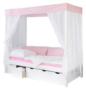POSTELJA Z BALDAHINOM 90 cm x 200 cm , les roza, bela