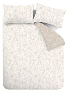 Bež flanelna podaljšana posteljnina za zakonsko posteljo 230x220 cm Floral Toile – Bianca
