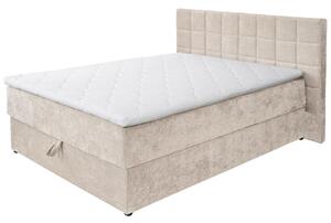 POSTELJA Z VZMETNICO 200 cm x 120 cm , les, tekstil bež