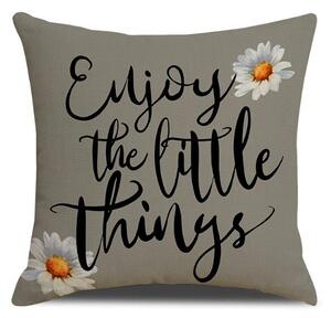 Prevleka za blazino ENJOY THE LITTLE THINGS 45x45 cm, siva