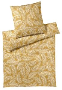 POSTELJNINA MAISON LEAVES 140/200 cm mako saten zlate barve