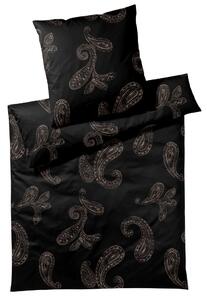 POSTELJNINA PAISLEY 140/200 cm mako saten črna