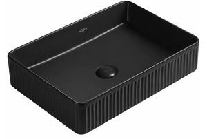Mexen Grovo naložni umivalnik z rebrastim vzorcem 50 x 34 cm, mat črna - 22305085