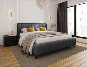 OBLAZINJENA POSTELJA 140 cm x 200 cm , tekstil antracit