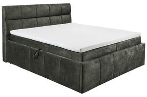 POSTELJA Z VZMETNICO 180 cm x 200 cm , tekstil temno zelena