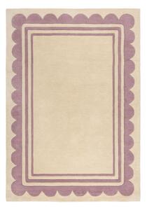 Vijolična/naravna ročno tkana volnena preproga 160x230 cm Lois Scallop – Flair Rugs