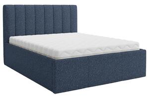 OBLAZINJENA POSTELJA 140 cm x 200 cm , tekstil temno modra