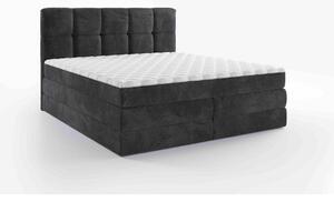 BOXSPRING POSTELJA 180 cm x 200 cm , tekstil temno siva